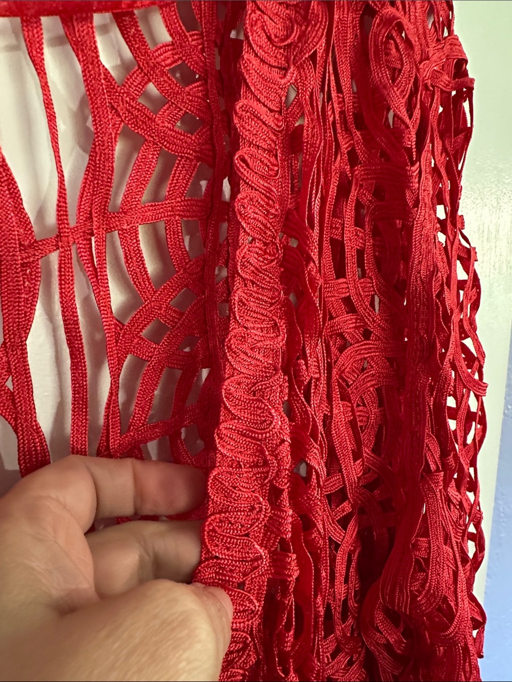 Chico's Travelers Collection Red Crochet Cardigan Chicos Size 3 US size XL 16 - Picture 6 of 7